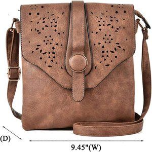 Vegan Leather Camel Crossbody Purse